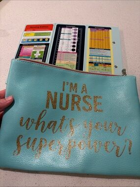 Nurse Cosmetic Pouch - Teal with Gold Foil Text